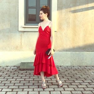 Alice and Olivia Amina Red Dress